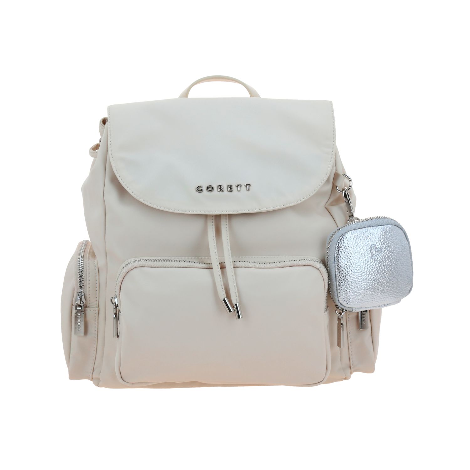 Mochila para mujer casual Gorétt by Chenson Beige con múltiples bolsillos