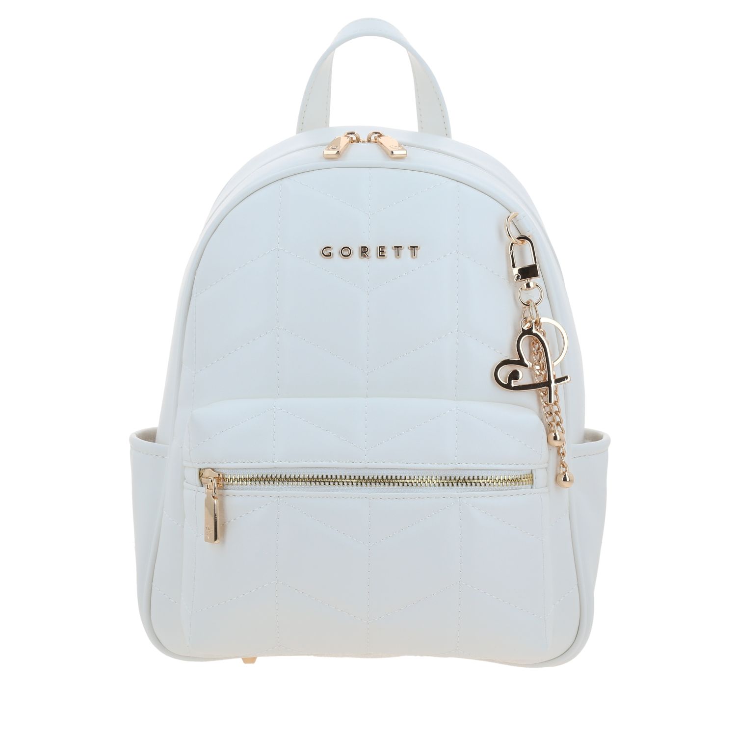 Mochila para mujer casual Gorétt by Chenson blanco con bolsillo frontal