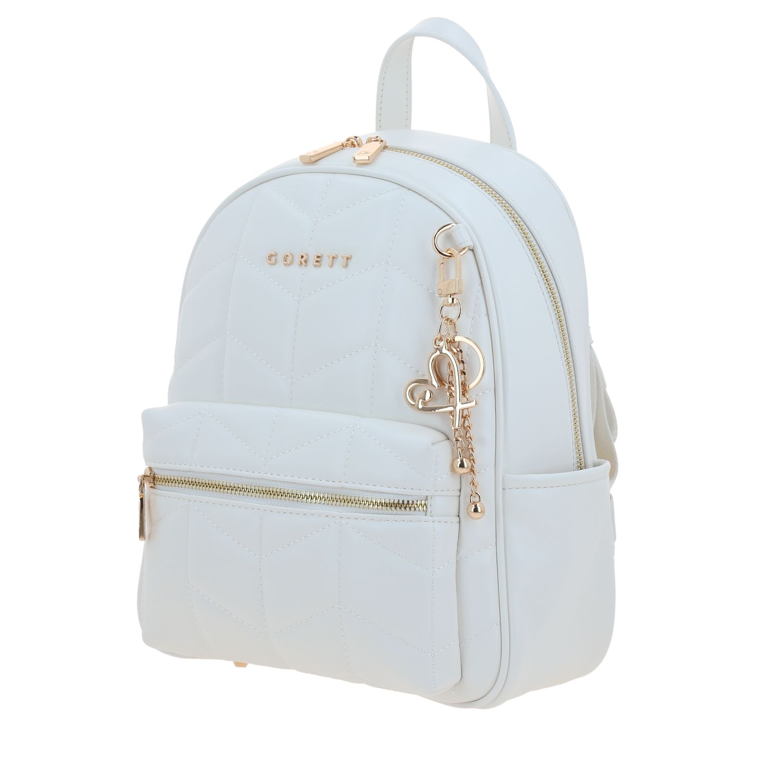Mochila para mujer casual Gorétt by Chenson blanco con bolsillo frontal 2