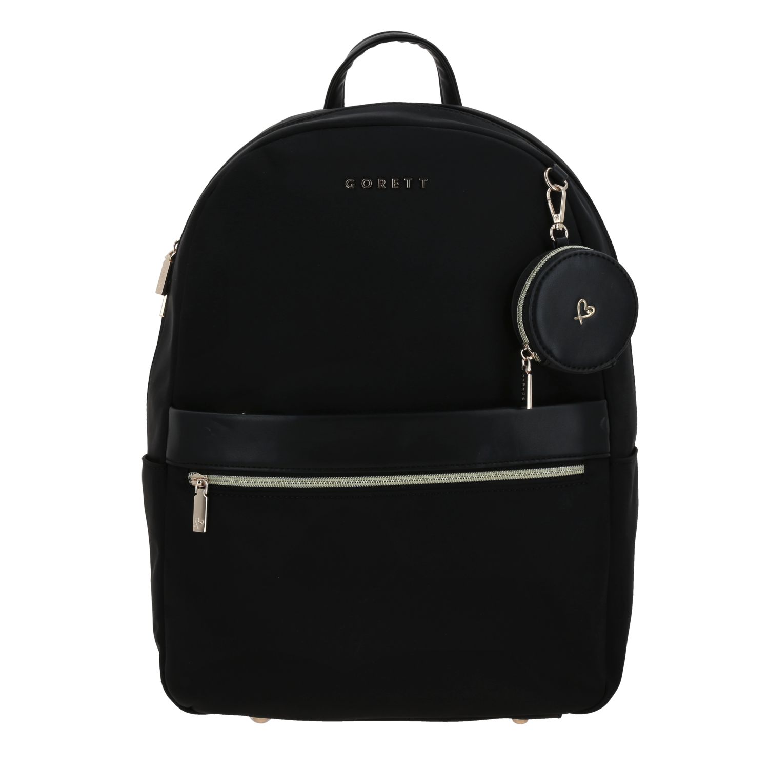 Mochila para mujer casual Gorétt by Chenson negra con doble bolsillo frontal