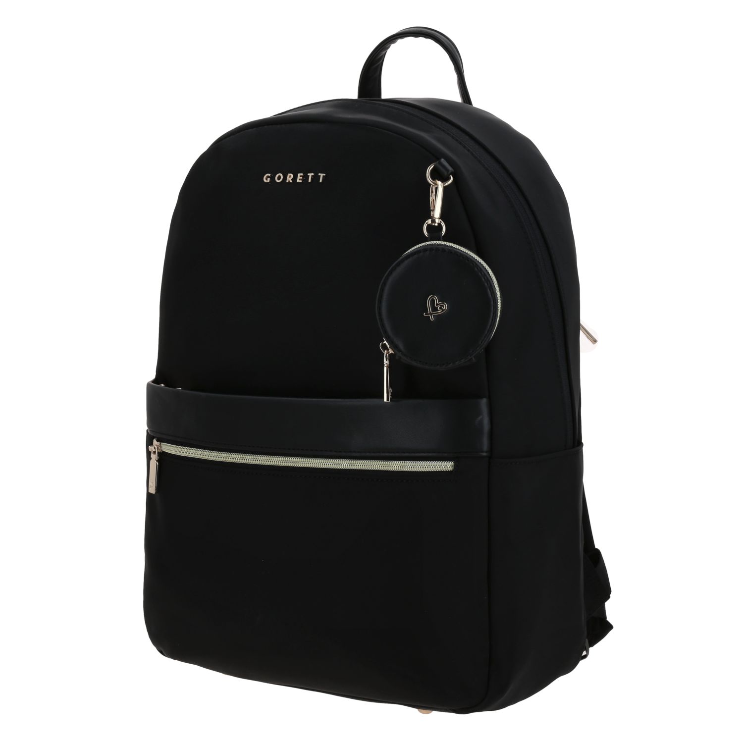 Mochila para mujer casual Gorétt by Chenson negra con doble bolsillo frontal 2