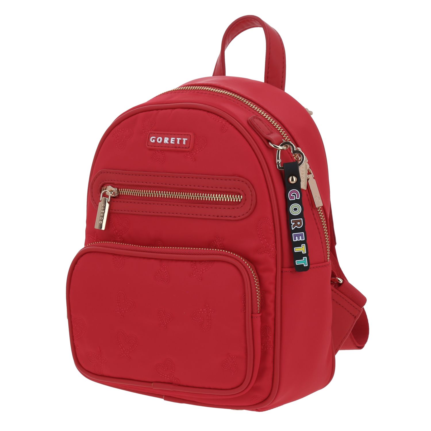 Mochila para mujer casual Gorétt by Chenson roja con doble bolsillo frontal 2