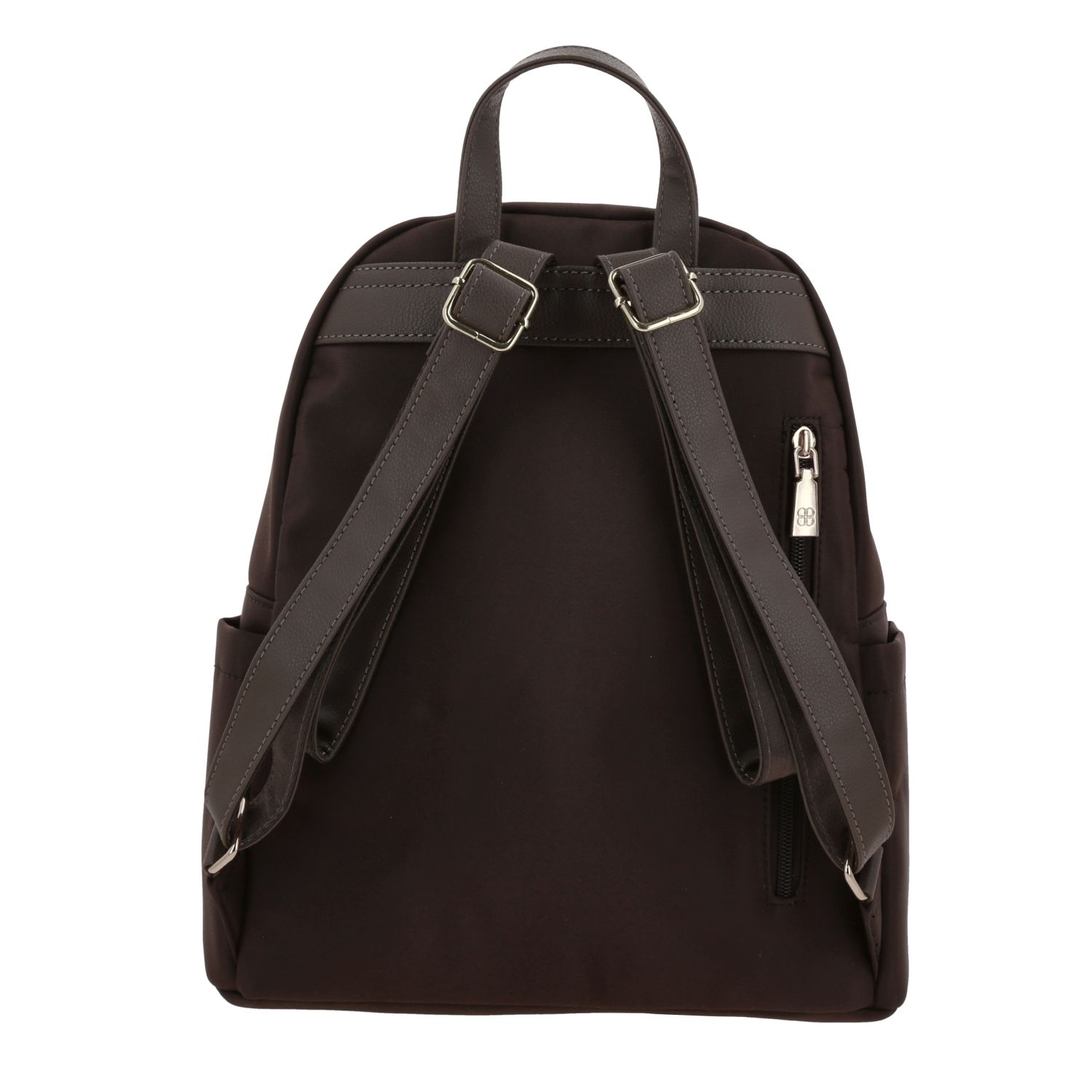 Mochila para mujer casual Madison by Chenson café satinado con múltiples bolsillos 4