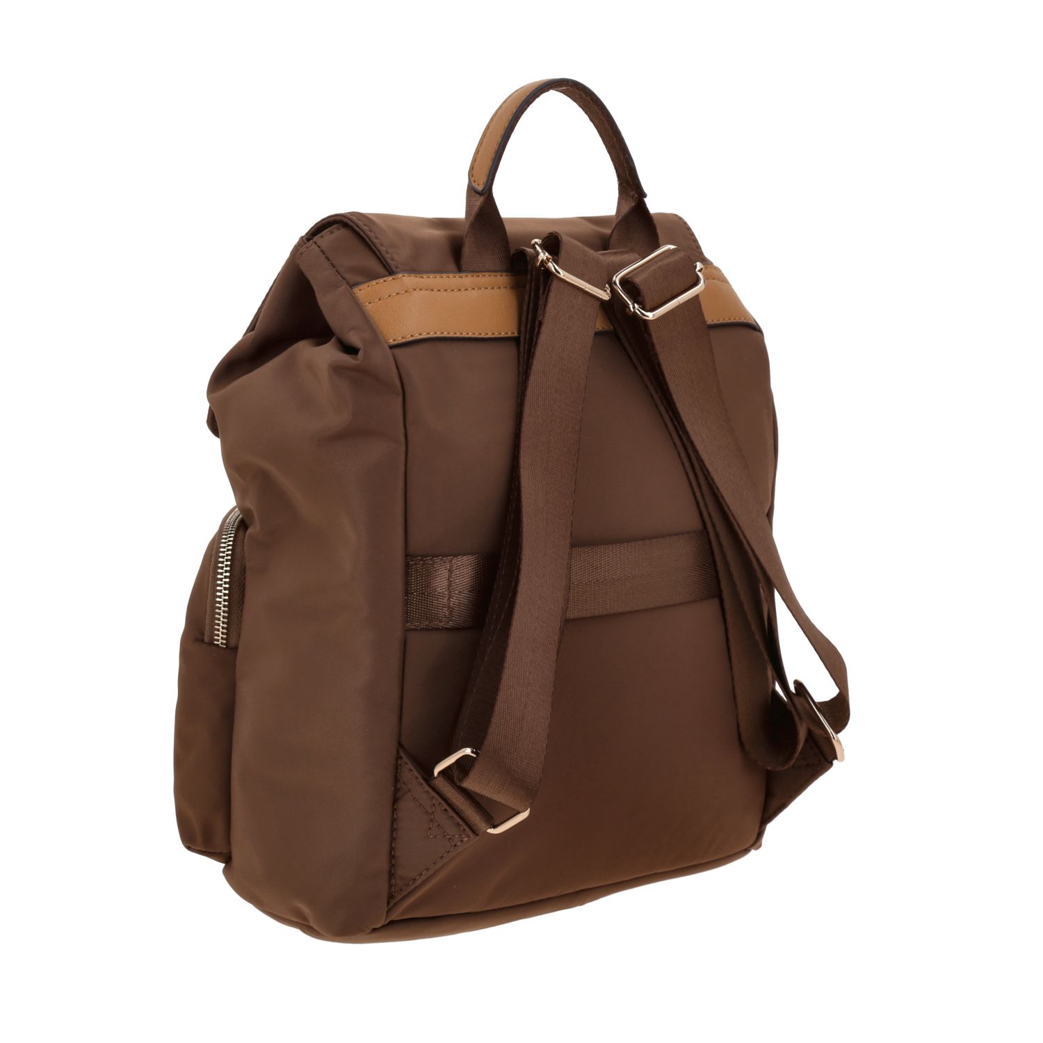 Mochila para mujer casual Madison by Chenson color café con doble bolsillo frontal 3