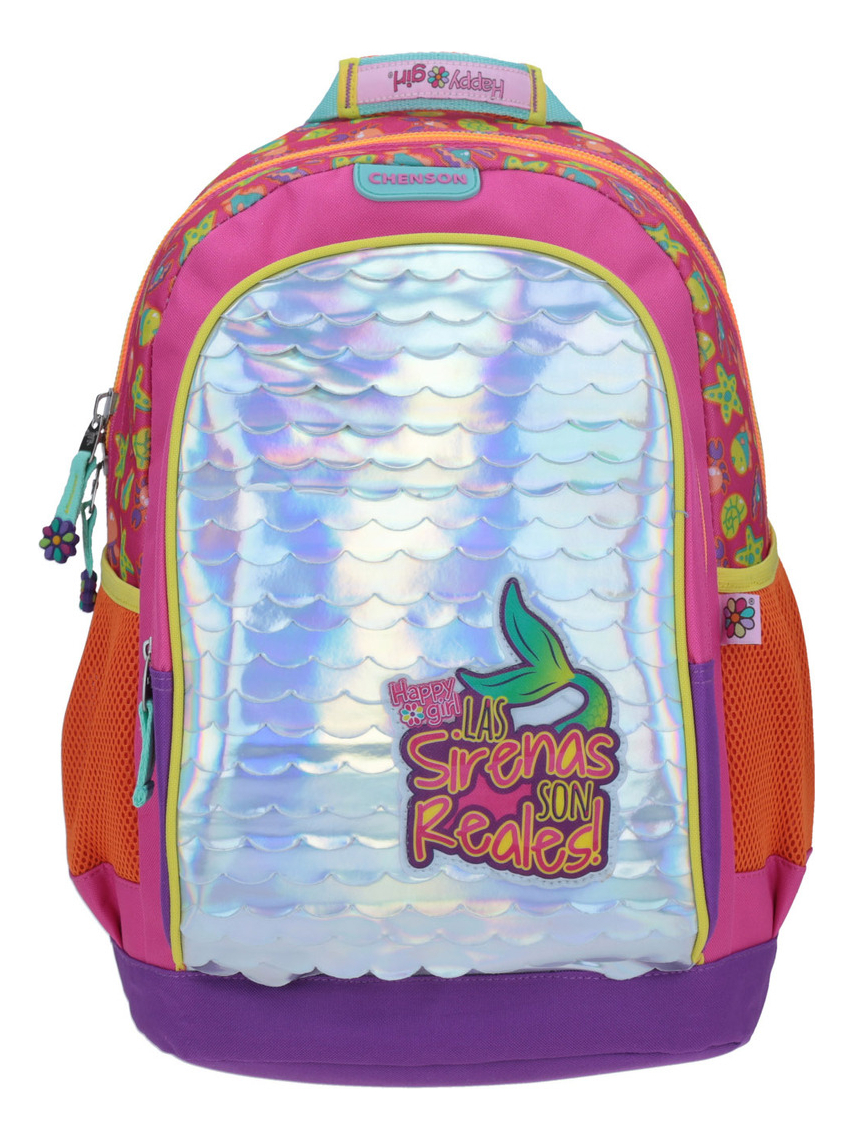 Mochila Primaria Chenson Escolar Happy Girl Sirena Meram Color Rosa Diseño De La Tela Hg64400-p