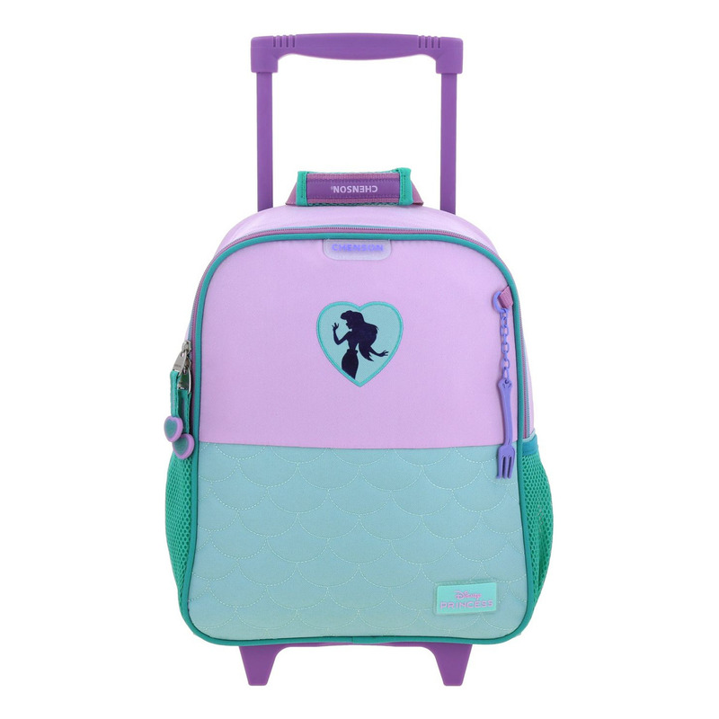 Mochila Princesas Luriel Kinder Con Carro Pr70466-t Color Multicolor Diseño De La Tela Sirenita
