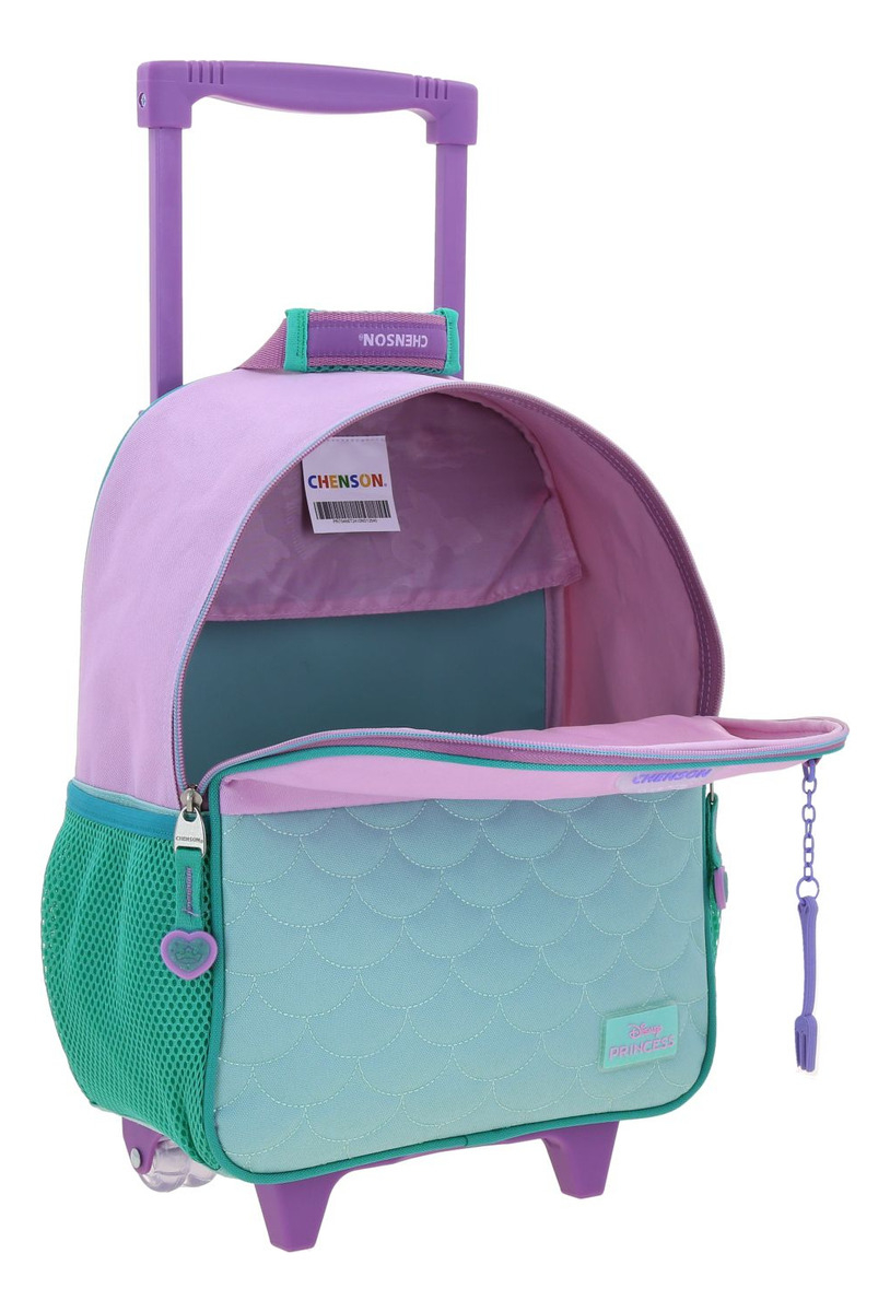 Mochila Princesas Luriel Kinder Con Carro Pr70466-t Color Multicolor Diseño De La Tela Sirenita - vista 2
