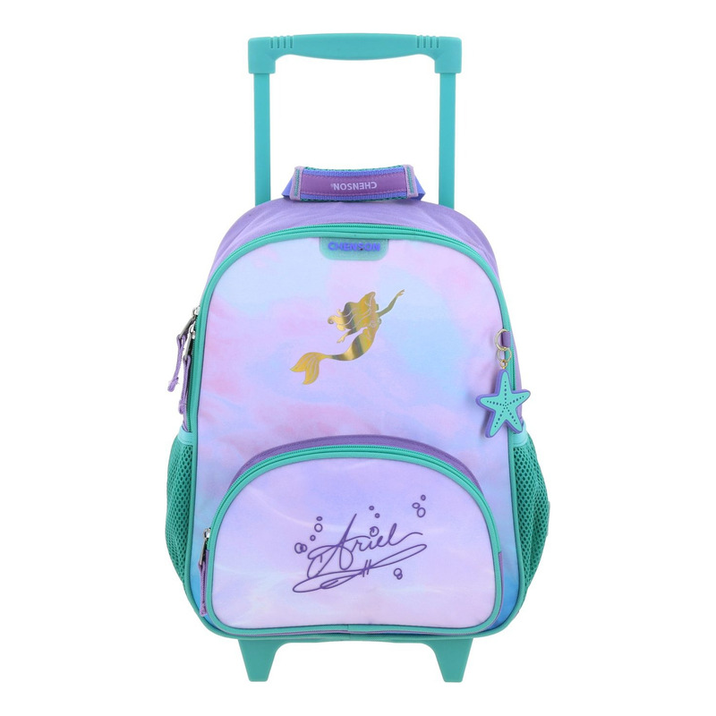 Mochila Princesas Sirenita Ariel Deeper Kinder Con Carro Pr70269-v