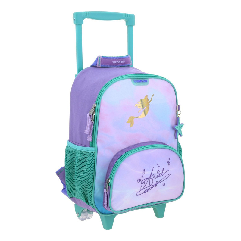 Mochila Princesas Sirenita Ariel Deeper Kinder Con Carro Pr70269-v 4