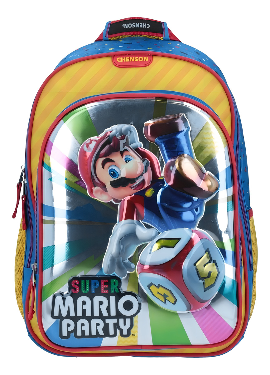 Mochila Super Mario Party Tornasol 3d Primaria Chenson Color Azul Diseño De La Tela Tornasol, 3d