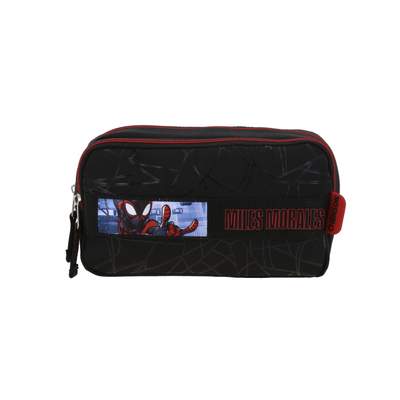Lapicera Escolar Miles Morales Negro Doble Compartimento Chenson